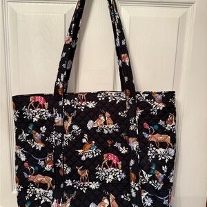NEW Vera Bradley Grand Tote Bag “Merry Mischief”Quilted Black Deer Purse Holiday